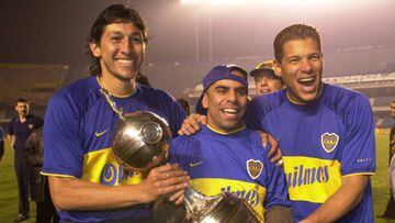 Jorge Bermúdez, Chicho Serna y Óscar Córdoba celebran la Copa Libertadores