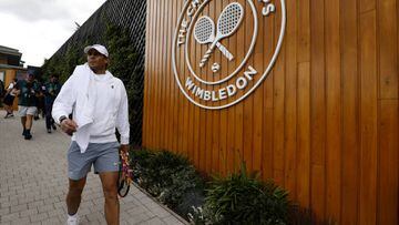 Rafael Nadal arrives at the practice courts during day five of the 2022 Wimbledon Championships at the All England Lawn Tennis and Croquet Club, Wimbledon. Picture date: Friday July 1, 2022. (Photo by Steven Paston/PA Images via Getty Images)