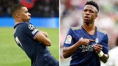 Kylian Mbappé (left) of PSG and Real Madrid's Vinicius Junior are the two most valuable players in the world, according to the CIES.