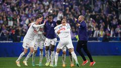 Jugadores del Toulouse celebran la victoria contra el Nantes en la final de Copa de Francia.