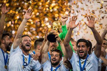 Germany hold the trophy aloft after winning the FIFA Confederations Cup.