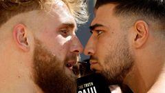 Boxing - Jake Paul v Tommy Fury Weigh-In - Riyadh, Saudi Arabia - February 25, 2023 Jake Paul clashes with Tommy Fury during the weigh-in Jonathan Walley/Handout via REUTERS  ATTENTION EDITORS - THIS IMAGE HAS BEEN SUPPLIED BY A THIRD PARTY. NO RESALES. NO ARCHIVES     TPX IMAGES OF THE DAY