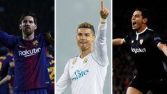 Leo Messi (Barcelona), Cristiano Ronaldo (Real Madrid) y Wissam Ben Yedder (Sevilla).