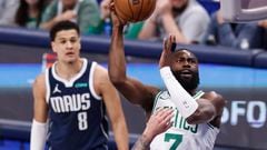 El jugador de los Celtics hizo un espectacular crossover al esloveno en una jugada que se ha hecho viral. Tras ponerlo en los videomarcadores, los jugadores de los Mavericks protestaron.