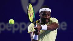 Tennis - ATP 500 - Mexican Open - Arena GNP Seguros, Acapulco, Mexico - March 2, 2023 Frances Tiafoe of the U.S. in action during his quarter final match against Taylor Fritz of the U.S. REUTERS/Henry Romero