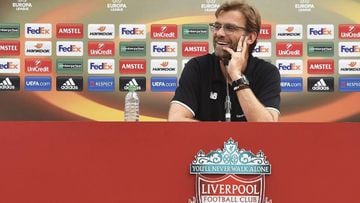 Liverpool FC manager, J&uuml;rgen Klopp, speaks to the press ahead of West Brom and Sevilla games.
