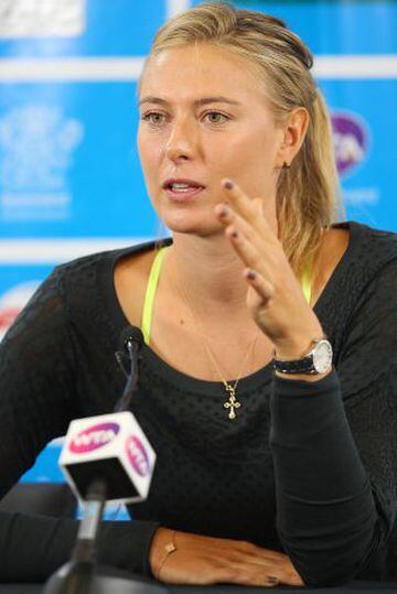BRISBANE, AUSTRALIA - ENERO 03: Maria Sharapova habla con los medios en el Queensland Tennis Centre, en el marco del Brisbane International 2015.