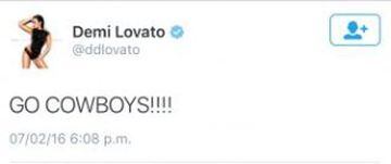 Demi Lovato, Alguien debió decirle que equipos jugaban.