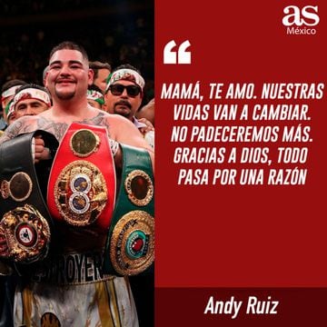 Andy Ruiz después de vencer a Anthony Joshua y convertirse en el primer boxeador mexicano en ser campeón de peso completo.