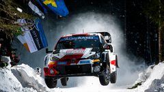 Kalle Rovanpera (FIN) and Jonne Halttunen (FIN) of team Toyota Gazoo Racing are performing during World Rally Championship Sweden in Umea, Sweden on February 26, 2022 // Jaanus Ree / Red Bull Content Pool // SI202202260054 // Usage for editorial use only // 