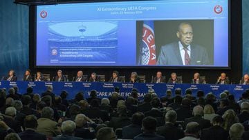Acting FIFA President Issa Hayatou during a UEFA meeting on Thursday. 