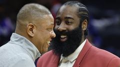 James Harden and head coach Doc Rivers