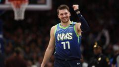 DALLAS, TEXAS - MARCH 06:  Luka Doncic #77 of the Dallas Mavericks reacts during play against the Memphis Grizzlies in the second half at American Airlines Center on March 06, 2020 in Dallas, Texas.  NOTE TO USER: User expressly acknowledges and agrees th