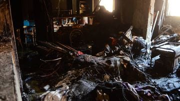 14 August 2022, Egypt, Giza: A view of the damage inside the Abu Sefein Coptic church in Giza, after a massive fire broke out during a Sunday service. At least 41 people have died and several were seriously injured after a mass fire broke out at the Coptic church. Photo: Tarek Wajeh/dpa (Photo by Tarek Wajeh/picture alliance via Getty Images)
