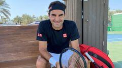 Roger Federer, durante una sesi&oacute;n de entrenamiento.