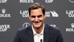 El tenista suizo Roger Federer atiende a los medios de comunicación en la rueda de prensa previa a la Laver Cup.