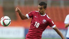 Akram Afif, en un partido con Qatar. 