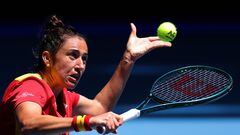 Perth (Australia), 29/12/2023.- Sara Sorribes Tormo of Spain in action during a group stage match of the United against Brazil at RAC Arena in Perth, Australia, 29 December 2023. (Tenis, Brasil, España) EFE/EPA/RICHARD WAINWRIGHT AUSTRALIA AND NEW ZEALAND OUT
