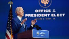 US President-elect Joe Biden delivers remarks at The Queen in Wilmington, Delaware, on November 9, 2020. - President Donald Trump was still refusing to concede his election loss November 9, 2020, but Democrat Joe Biden plowed ahead anyway with the first m