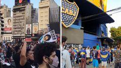 Miles de aficionados inundan las calles de Buenos Aires para cantar y homenajear a Maradona