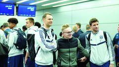 Los jugadores del Bayern, a su llegada a Doha. 