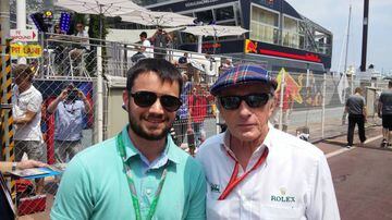 Jackie Stewart y el redactor de AS en Mónaco.