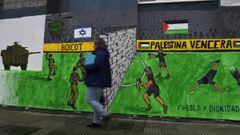 Un grafiti contra Israel apareci&oacute; en una calle de Gij&oacute;n con la excusa del partido que pasado ma&ntilde;ana disputar&aacute; la selecci&oacute;n hebrea frente a Espa&ntilde;a.