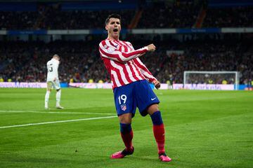 Álvaro Morata celebra un gol con el Atlético frente al Real Madrid en la presente temporada. 