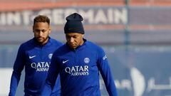 Mbappé y Neymar, durante un entrenamiento.