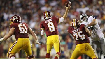LANDOVER, MD - SEPTEMBER 24: Quarterback Kirk Cousins #8 of the Washington Redskins throws in the third quarter against the Oakland Raiders at FedExField on September 4, 2017 in Landover, Maryland.   Patrick Smith/Getty Images/AFP *** Local Caption **Kirk Cousins == FOR NEWSPAPERS, INTERNET, TELCOS &amp; TELEVISION USE ONLY ==