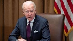 Joe Biden speaks about Russia and Ukraine in the Cabinet Room of the White House in Washington, DC.