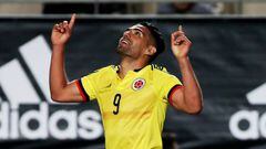 Colombia's Radamel Falcao celebrates scoring their second goal