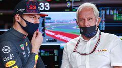 Max Verstappen y Helmut Marko en el GP de Gran Bretaña de 2021.