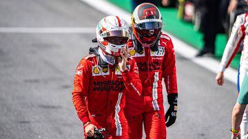 Charles Leclerc y Carlos Sainz (Ferrari). Sao Paulo, Brasil. F1 2021.