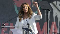 FILE - In this Jan. 18, 2020, file photo, Caitlyn Jenner speaks at the 4th Women&#039;s March in Los Angeles. In her four days as a candidate for California governor, Jenner had a twitter spat with a Democratic congressman, unveiled a website to sell campaign coffee mugs and swag and was photographed with a startup business owner. (AP Photo/Damian Dovarganes, File)