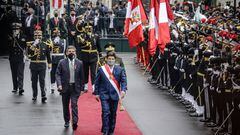 LIMA, PERU - JULY 28: Peruvian President Pedro Castillo arrives to the Congress to address the nation  during the Independence Day in Lima, Peru on July 28, 2022. (Photo by John Reyes/Anadolu Agency via Getty Images)