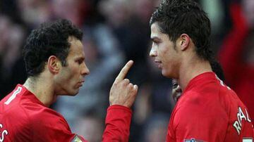 Former United teammates Ryan Giggs and Cristiano Ronaldo.