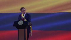 BOGOTA, COLOMBIA - AUGUST 07: Colombia's president-elect Gustavo Petro speaks during the presidential inauguration at the Bolivar square in Bogota, Colombia on August 07, 2022. (Photo by Juancho Torres/Anadolu Agency via Getty Images)