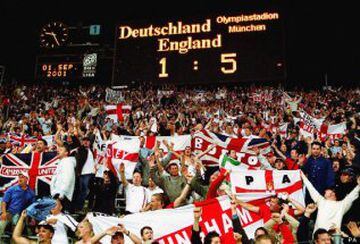 Germany 1 (Jancker 6) England 5 (Owen 12, 48, 66, Gerrard 45+3, Heskey 74)  After Germany had again got the better of England on penalties in the semi-finals of Euro '96, Michael Owen became the first Englishman since Hurst to score a hat-trick as the Ger