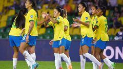 Jugadoras de Brasil en un partido de la Copa América Femenina.