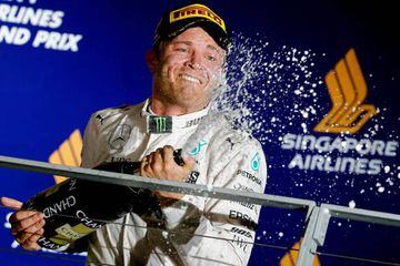 Rosberg celebrates his win in the Singapore GP