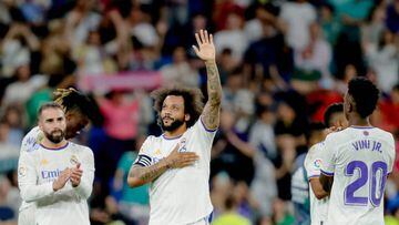 MADRID, SPAIN - MAY 20: Marcelo Vieira of Real Madrid  during the La Liga Santander  match between Real Madrid v Real Betis Sevilla at the Santiago Bernabeu on May 20, 2022 in Madrid Spain (Photo by David S. Bustamante/Soccrates/Getty Images)