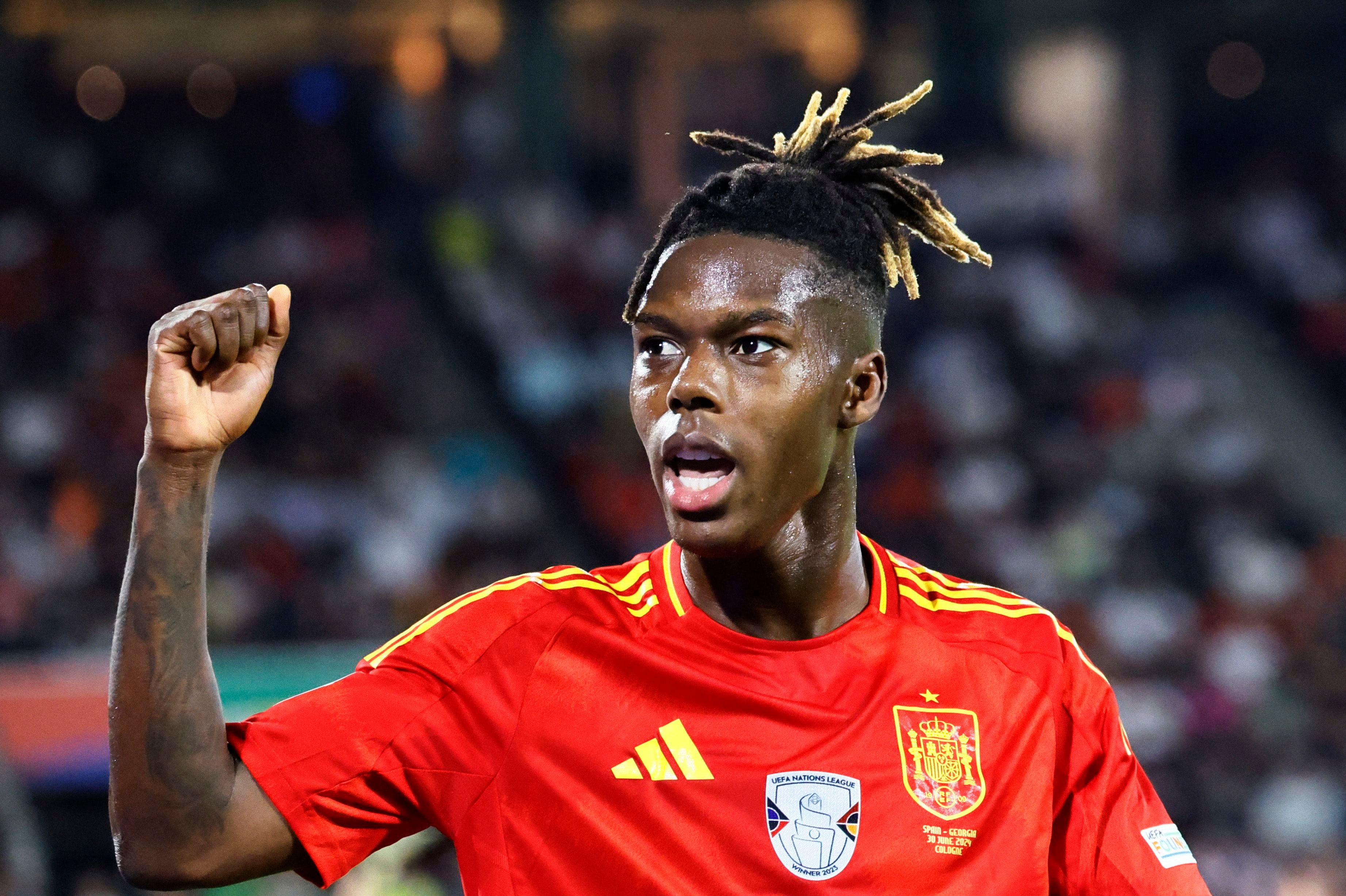 Soccer Football - Euro 2024 - Round of 16 - Spain v Georgia - Cologne Stadium, Cologne, Germany - June 30, 2024 Spain's Nico Williams reacts REUTERS/Wolfgang Rattay