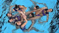 Las nadadoras de España, ayer, durante la final de rutina libre que les reportó la cuarta plaza.