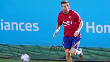 Soccer Football - FC Barcelona Training - Ciutat Esportiva Joan Gamper, Barcelona, Spain - September 7, 2020  FC Barcelona&#039;s Lionel Messi during training  FC Barcelona/Handout via REUTERS ?ATTENTION EDITORS - THIS IMAGE HAS BEEN SUPPLIED BY A THIRD P