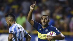 BUENOS AIRES, ARGENTINA - FEBRUARY 20: Ramon Abila of Boca Juniors celebrates after scoring the first goal of his team during a match between Boca Juniors and Atletico Tucuman as part of Superliga 2018/19 at Estadio Alberto J. Armando on February 17, 2019 in Buenos Aires, Argentina. (Photo by Marcelo Endelli/Getty Images)