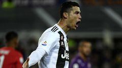 Cristiano Ronaldo celebrates after scoring against Fiorentina. 