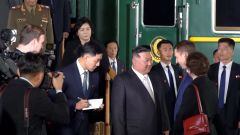 A view shows North Korean leader Kim Jong Un disembarking from his train and being greeted by Russian officials upon his arrival in Khasan in the Primorsky region, Russia, in this still image from video published September 12, 2023. Courtesy Governor of Russia's Primorsky Krai Oleg Kozhemyako Telegram Channel via REUTERS ATTENTION EDITORS - THIS IMAGE WAS PROVIDED BY A THIRD PARTY. NO RESALES. NO ARCHIVES. MANDATORY CREDIT.