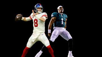 The top seed Eagles will host NFC East rival Giants Saturday in the Divisional Round of the NFL playoffs when MVP contender Jalen Hurts takes on Daniel Jones on a hot streak.