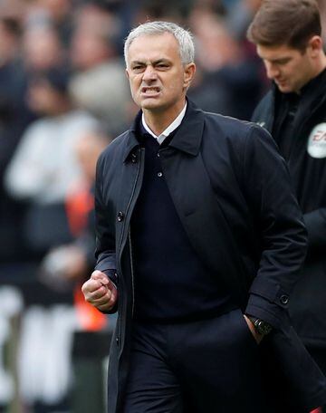 José Mourinho celebrates in his first game in charge at Tottenham